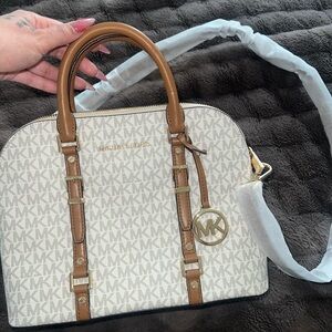 Michael Kors Cream and Tan Satchel